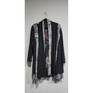 Ali Miles Women Open Front Cardigan Jacket  Reversible Floral Abstract Boho 1X